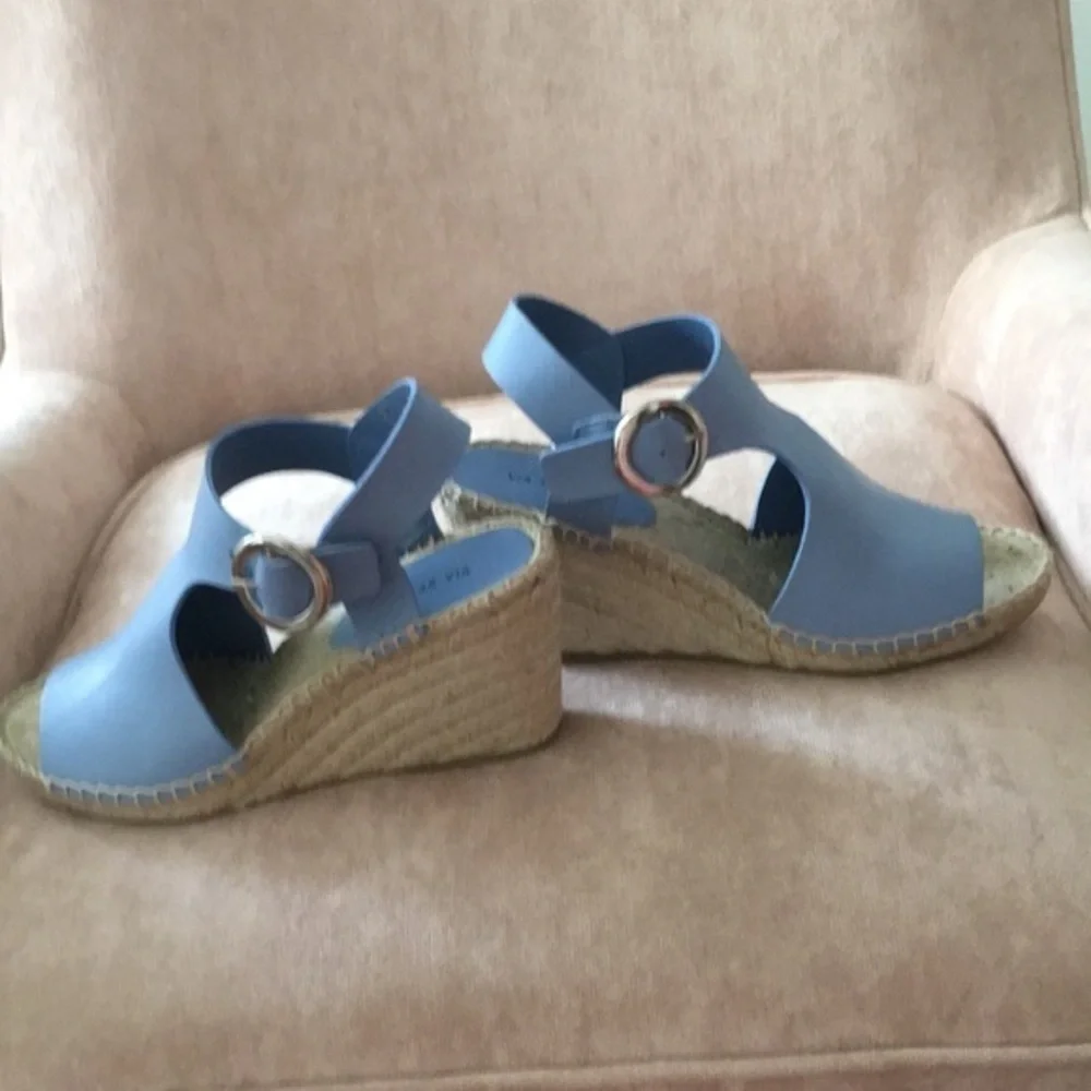 VIA SPIGA Blue Leather Espadrille Wedge